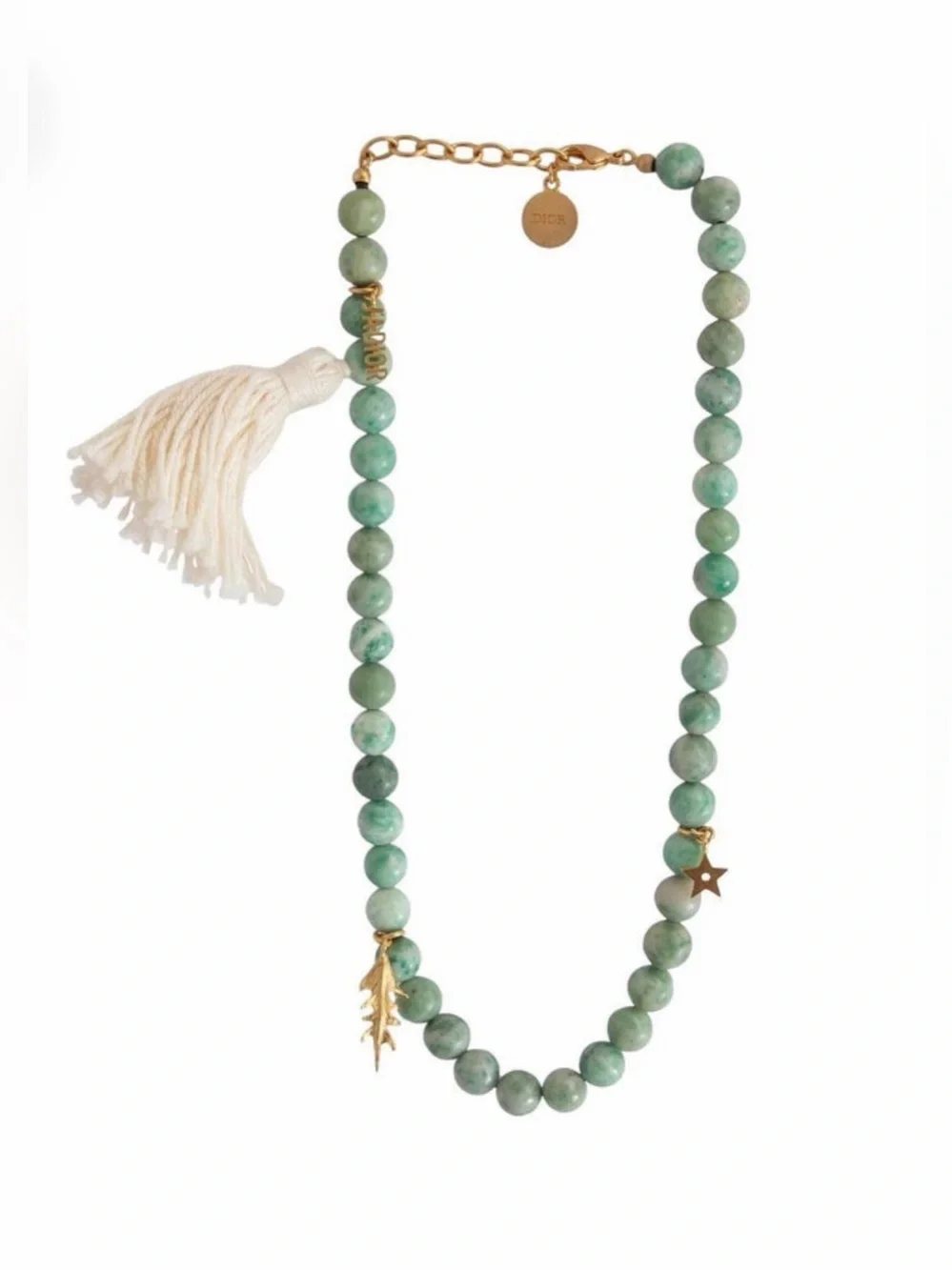 Christian Dior green Diorgarden Jasper Beads Wrap Bracelet / Choker Necklace